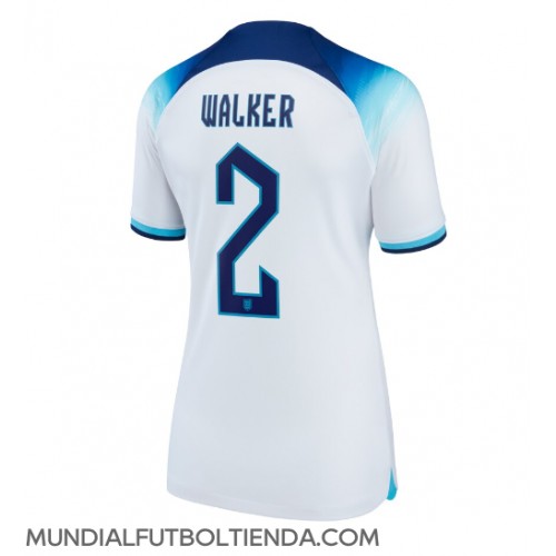 Camiseta Inglaterra Kyle Walker #2 Primera Equipación Replica Mundial 2022 para mujer mangas cortas